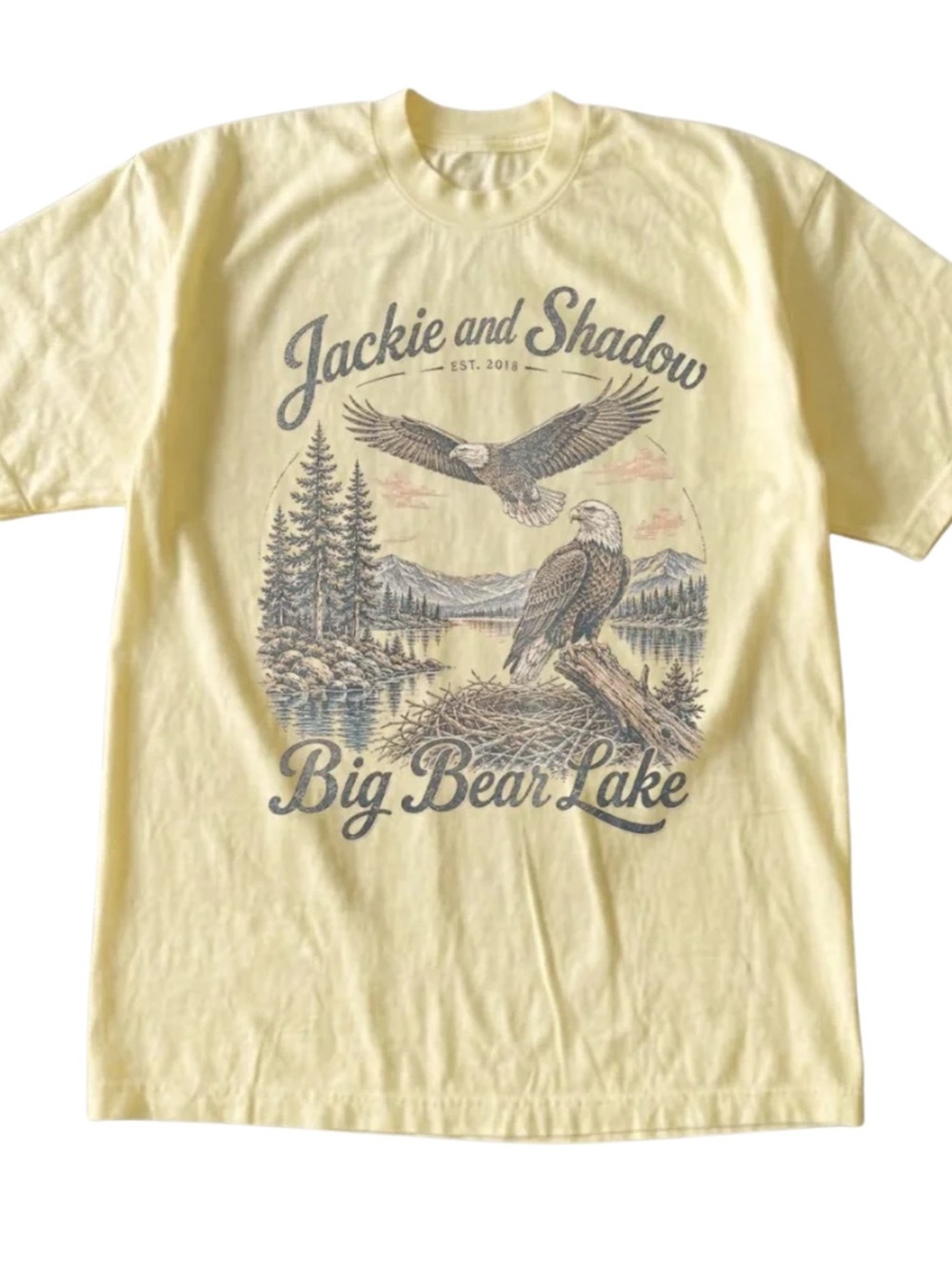 Gildan Big Bear Lake Eagle Graphic Tee - Pale Yellow